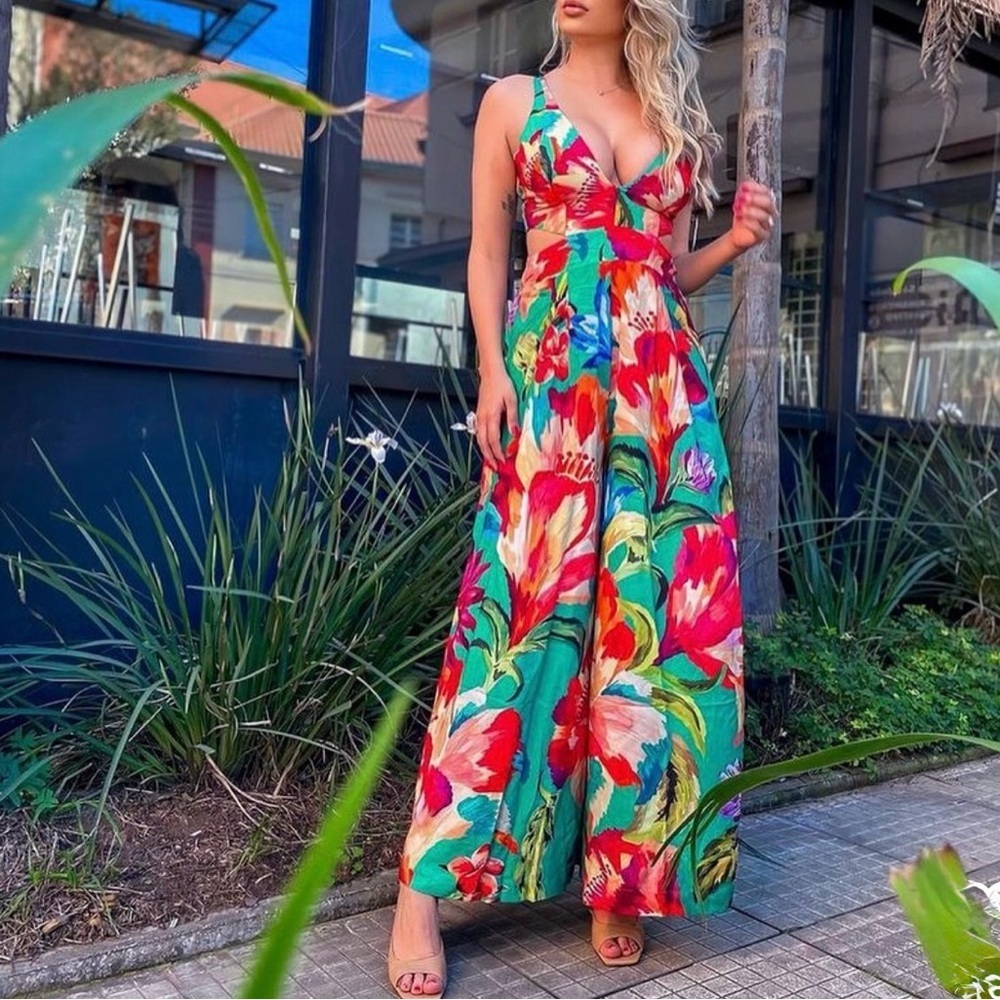 SOLD - FARM Rio Tropicarte Jumpsuit Size S - Picture 2 of 10